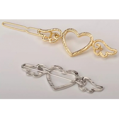 Metal beautiful mini loving heart customized hair clip